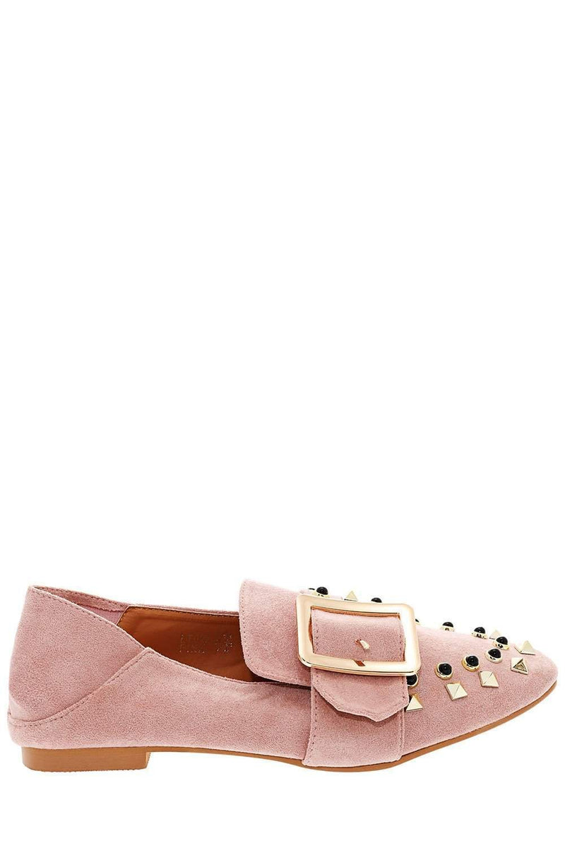 pink studded flats