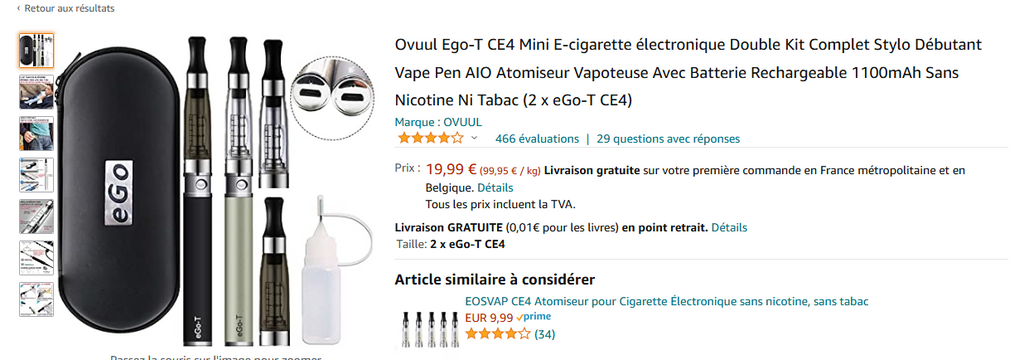 Cigarette électronique Amazon
