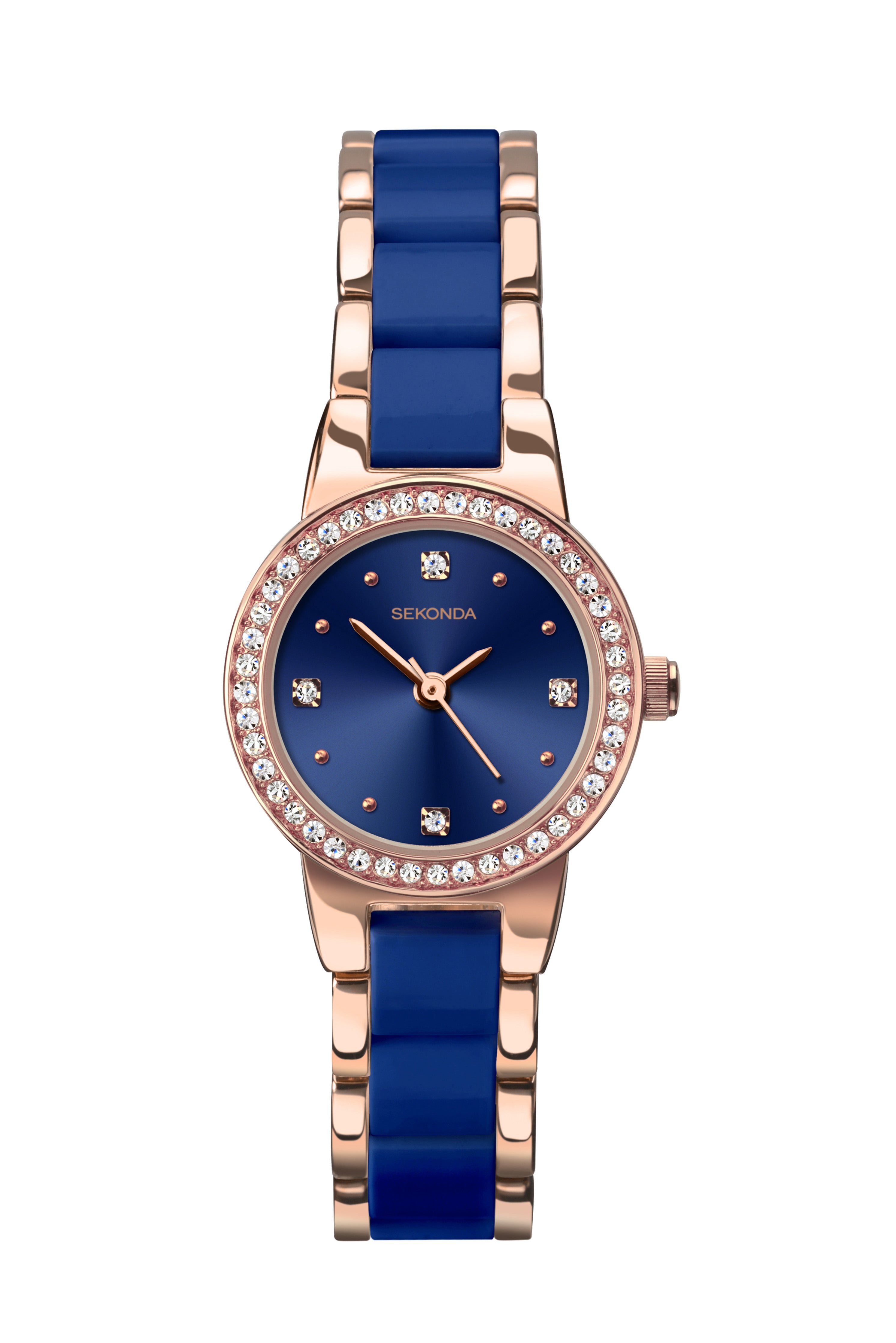 Sekonda Women’s Rose Gold Plated and Blue Bracelet Watch 2174