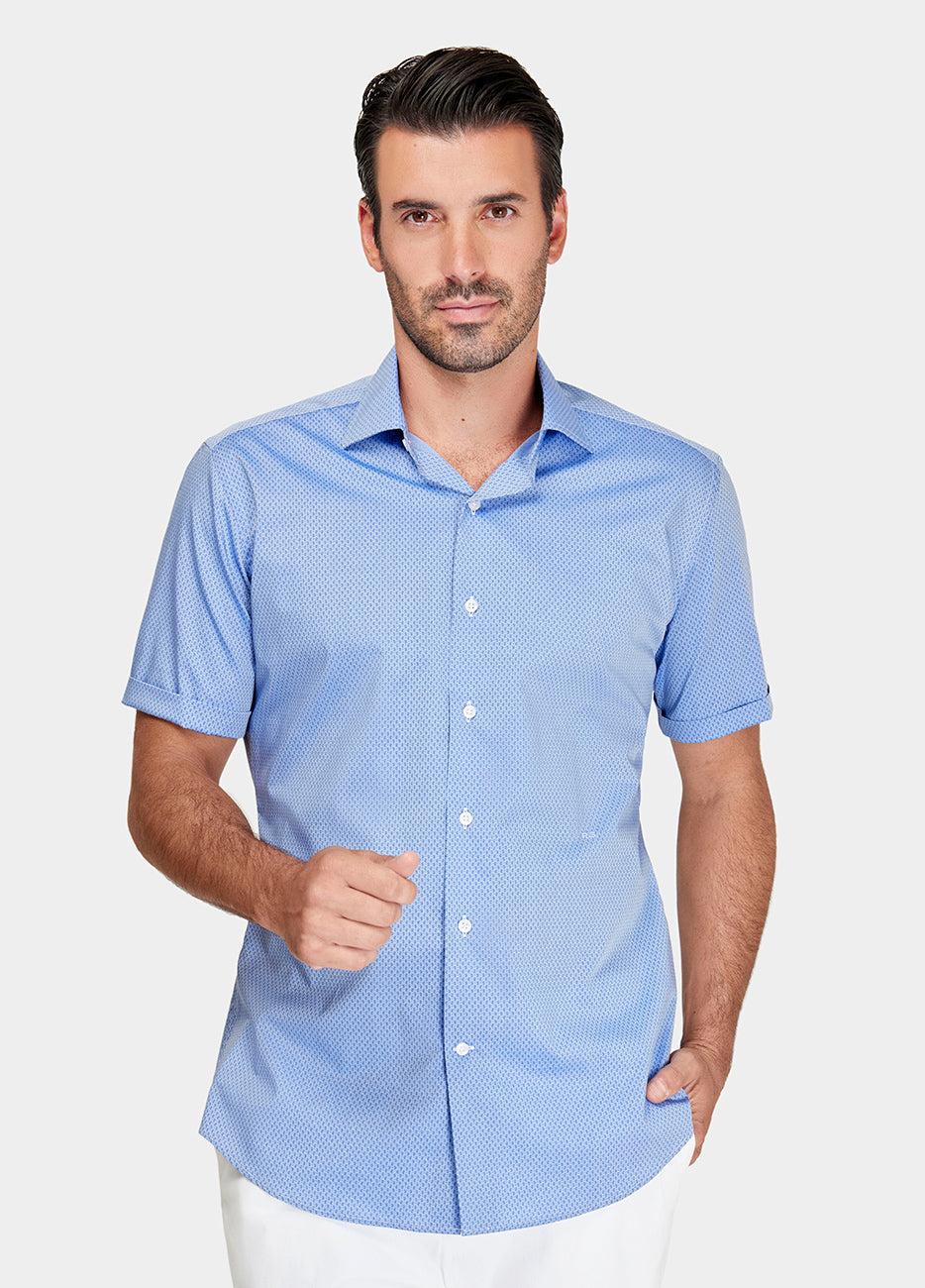 Camisa azul medio con estampado Paisley – Havoc