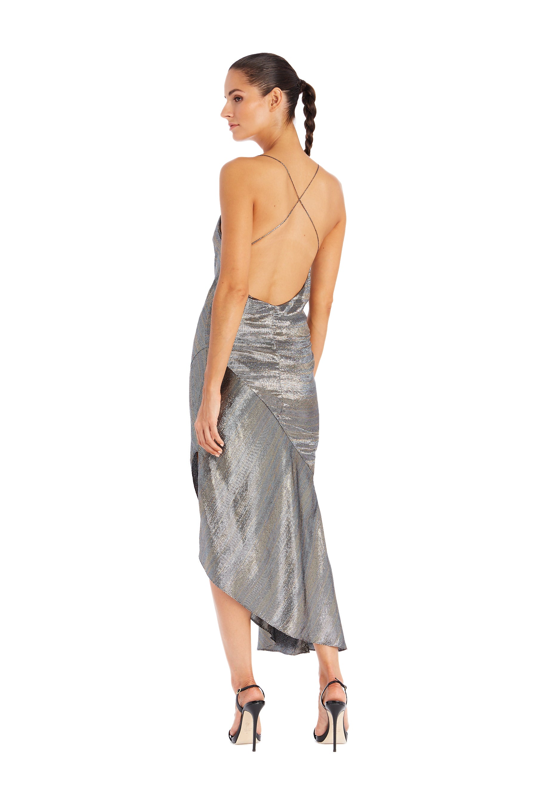 silver lame dress