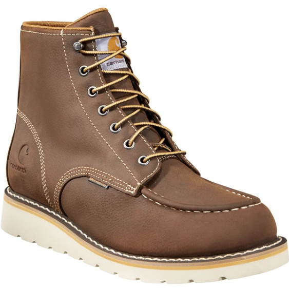 Carhartt CMW6095 Brown Leather Waterproof Lace Up Wedge Work Boot Mens ...