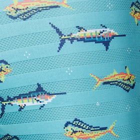Print Underwear in Burlap Sharks with Blue Moon Trim