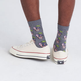 Secondary Product image of Whole Package Crew Socks Drunken Skulls- Grey Heather
