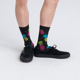 Secondary Product image of Whole Package Crew Socks Pineapple Flip- Black
