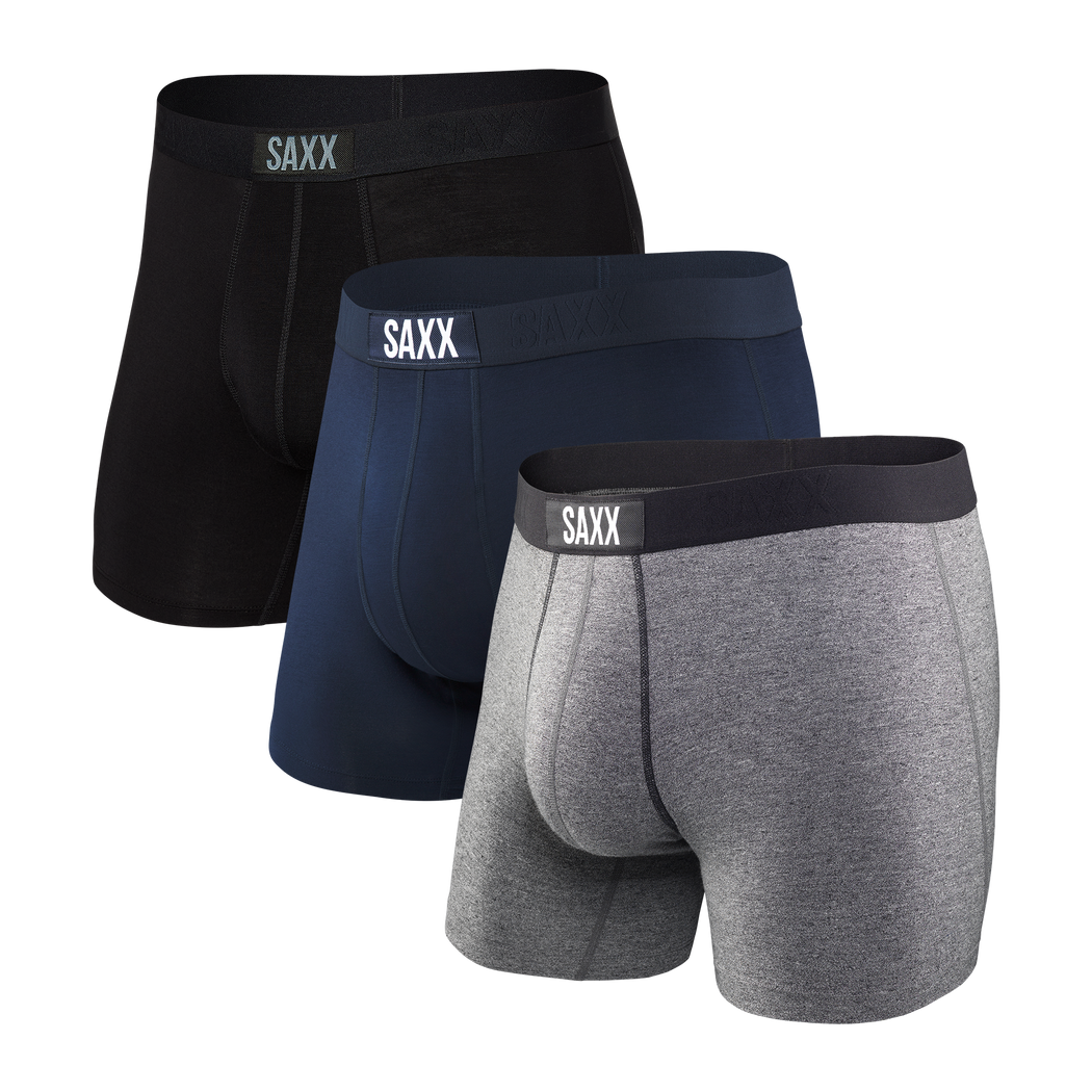 Vibe 3-Pack Men's Boxer Brief - Black/Gray/Blue | – SAXX Underwear Canada