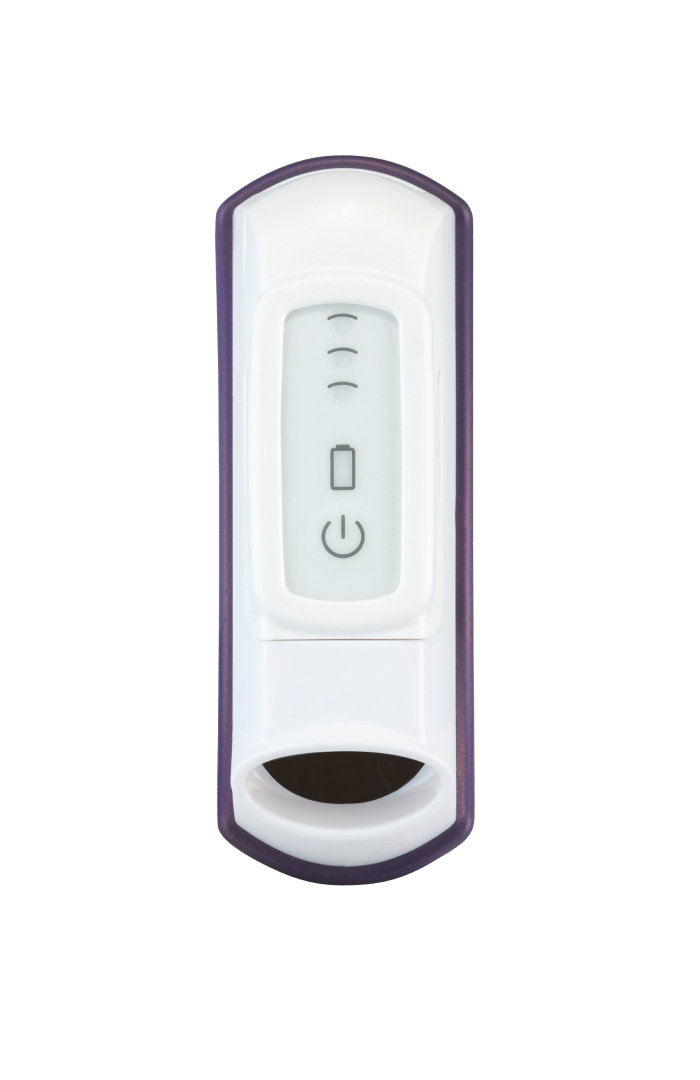 purple device in a front position