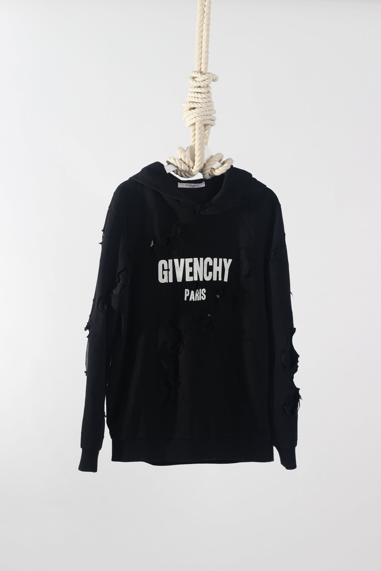 givenchy black distressed hoodie