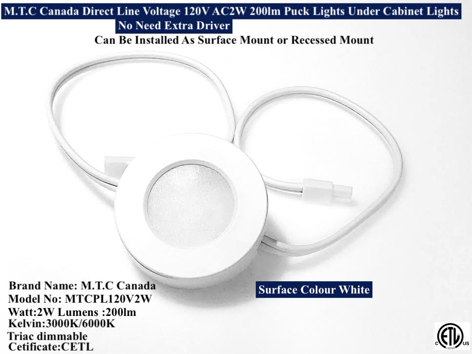 M0327 M T C Canada Led Direct Line Voltage Puck Light 2w 200