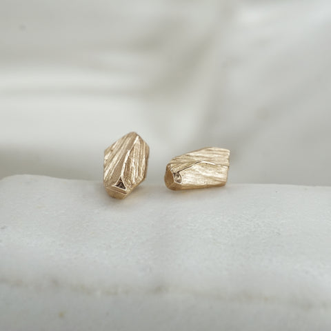 Prism earrings, scifi inspired by planetary geology, made in 14k fairmined ethical gold