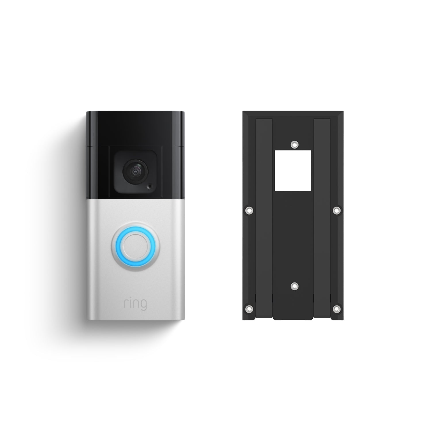 Battery Video Doorbell Plus + No Drill Mount - Satin Nickel:Battery Video Doorbell Plus + No Drill Mount