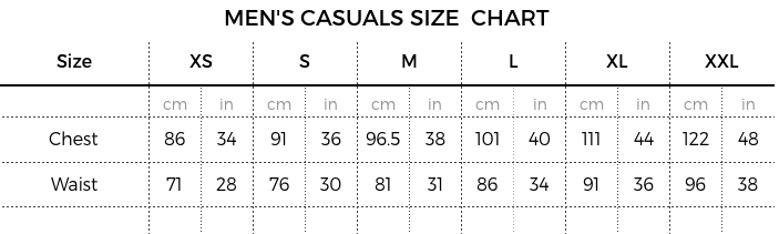 Red7SkiWear Size Chart