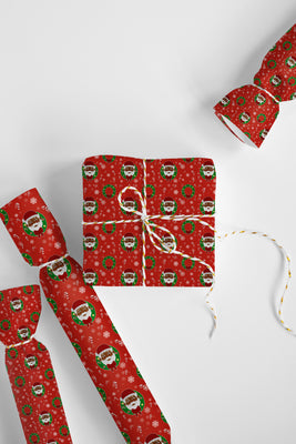 Black Santa with Wreath and Snowflakes Wrapping Paper Roll, Midnight  Reflections, LLC