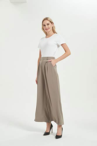 Tronjori Women High Waist Casual Wide Leg Long Palazzo Pants Trousers( –  Niam Txoj Hmoo Ntuj