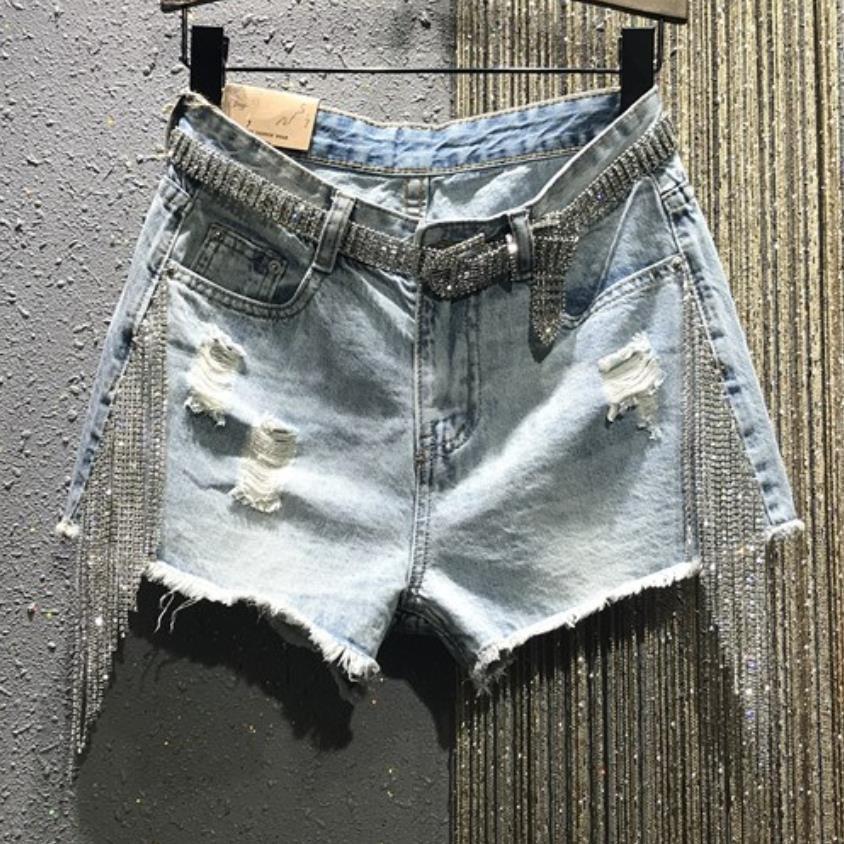 rhinestone denim shorts