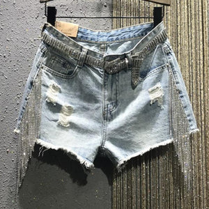 rhinestone jean shorts