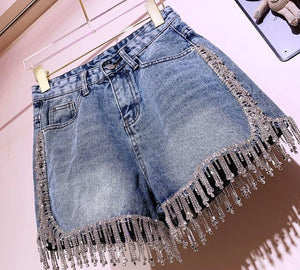 rhinestone jean shorts