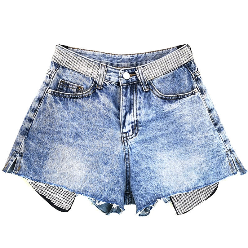 rhinestone jean shorts