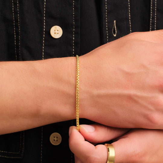 Box Chain Bracelet in 18K Yellow Gold