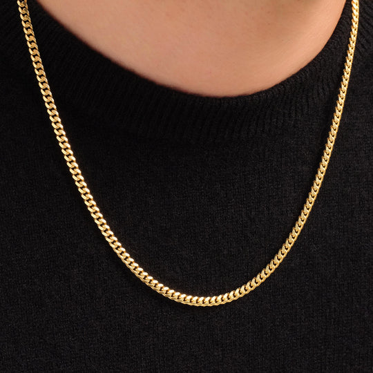 Solid Gold Cuban Link Chain - 3.5mm - Men's 14k Gold Chain - JAXXON