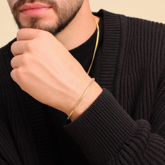 Solid Gold Franco Bracelet - 3mm - Men's 14k Gold Bracelet - JAXXON