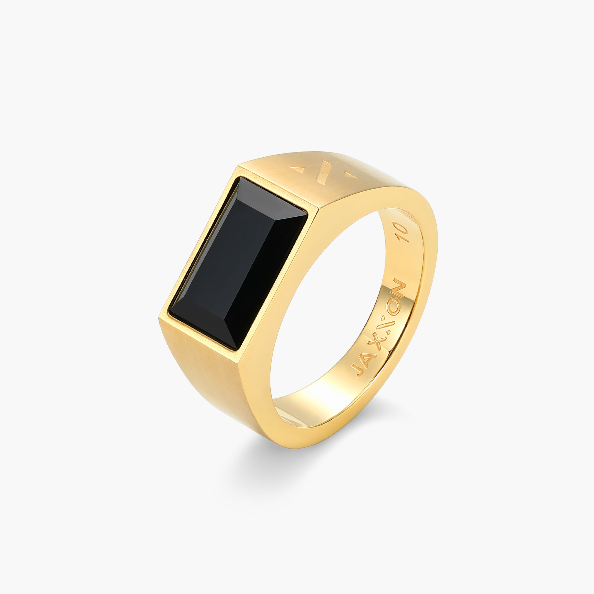 Beveled Onyx Signet Ring - Gold Men's Onyx Jewelry - JAXXON