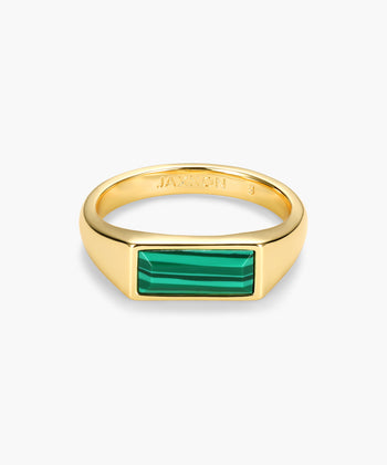 Beveled Malachite Signet Ring