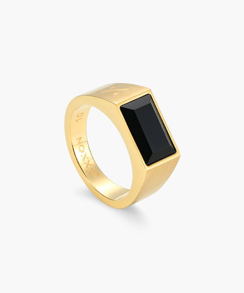 Beveled Onyx Signet Ring - Gold