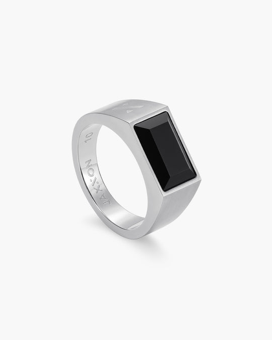 Beveled Onyx Signet Ring - Silver - Image 1/2