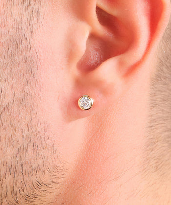 Bezeled Stud Earrings - Gold