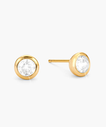 Women's Bezeled Stud Earrings - Gold