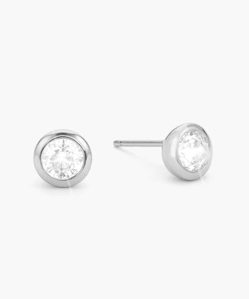 Women's Bezeled Stud Earrings - Silver