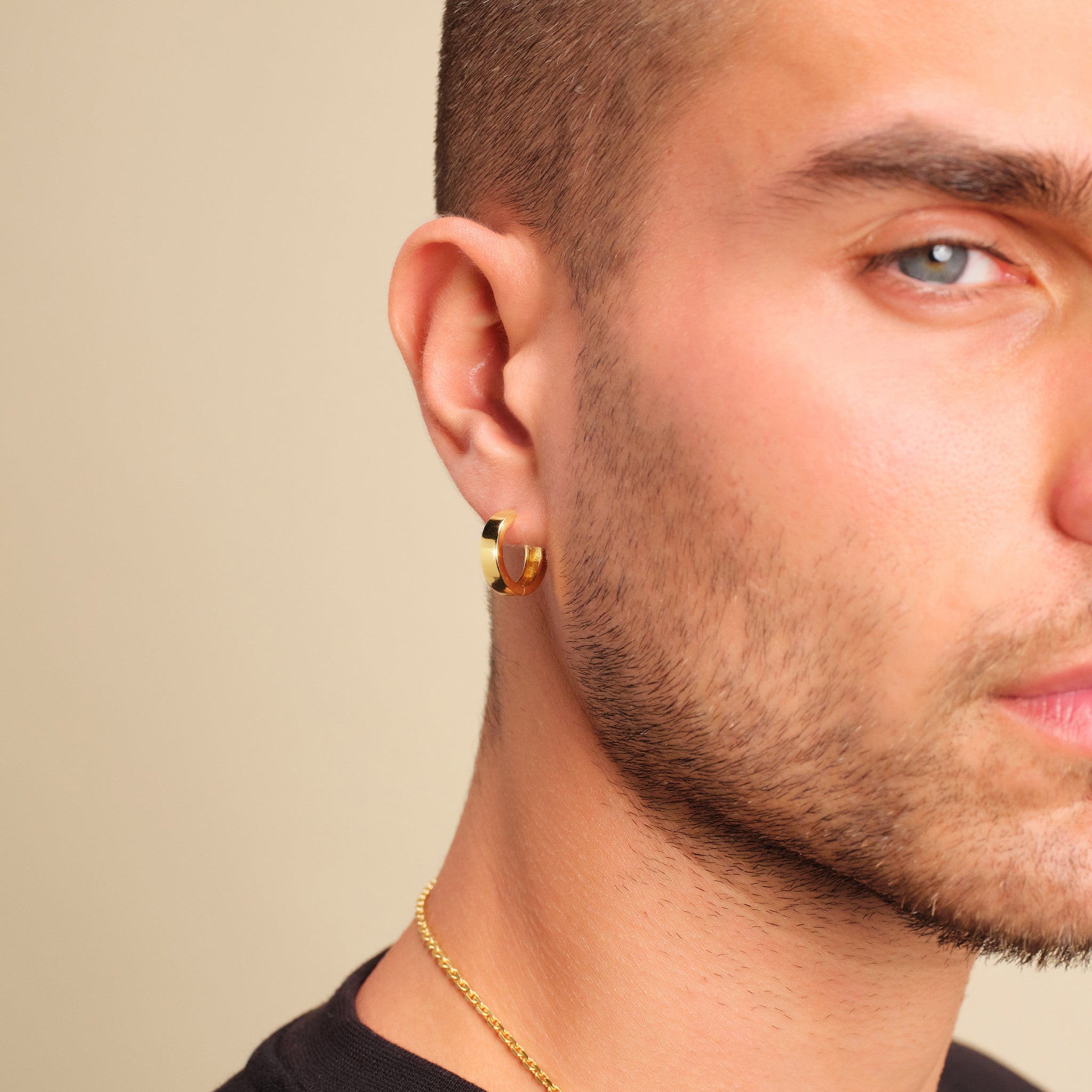Cuban Link Earring - Men's Gold Hoop Earrings - JAXXON
