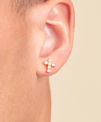 Cross Stud Earrings - Gold