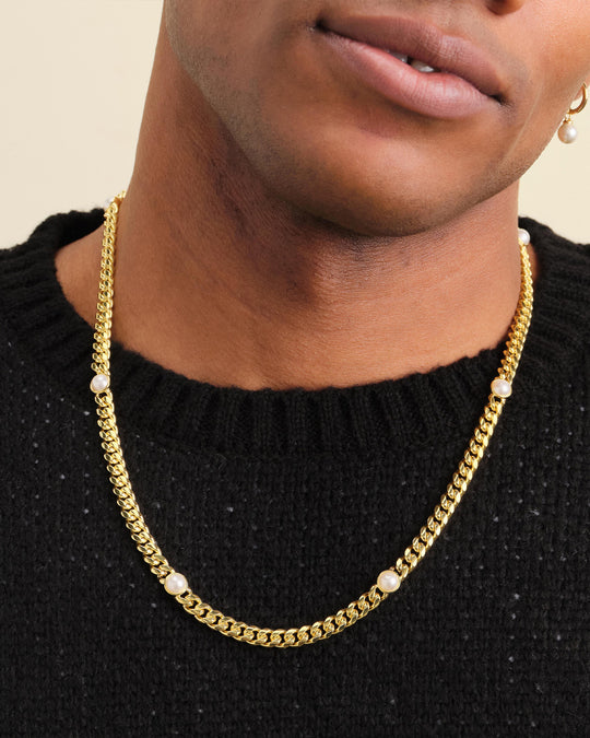 Cuban Link Pearl Inset Chain - Image 2/2