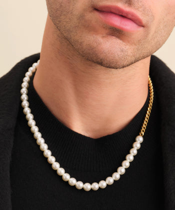 Picture of Cuban Link Pearl Necklace - 8mm