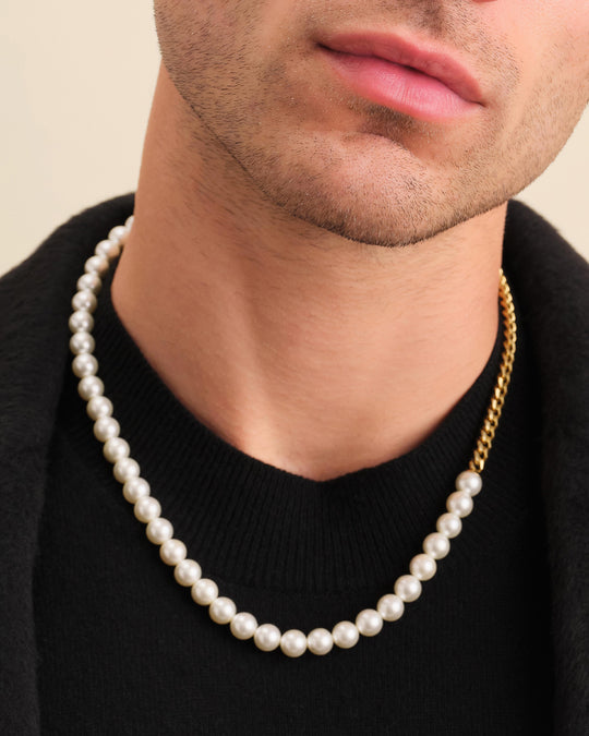 Cuban Link Pearl Necklace - 8mm - Image 2/2