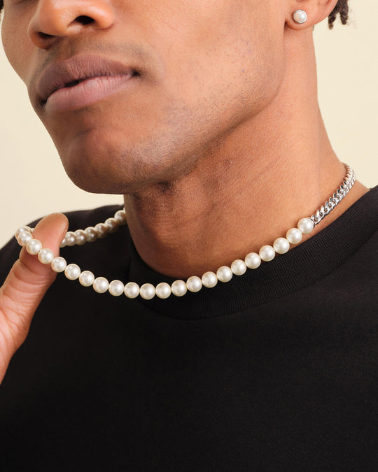 Cuban Link Pearl Necklace  8mm - Image 2/7