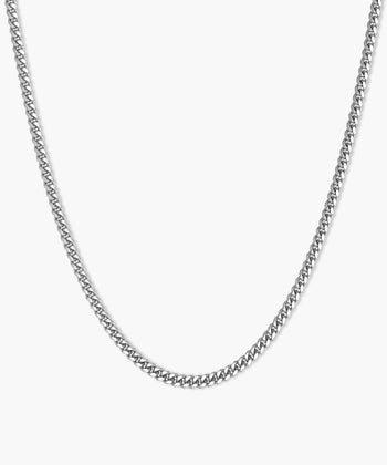 White Gold Cuban Link Chain - 2.5mm