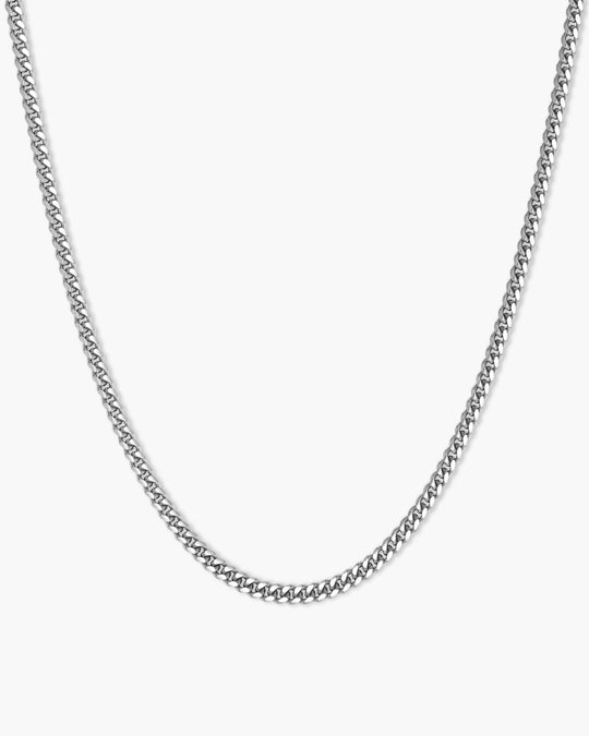 White Gold Cuban Link Chain - 2.5mm - Image 1/2