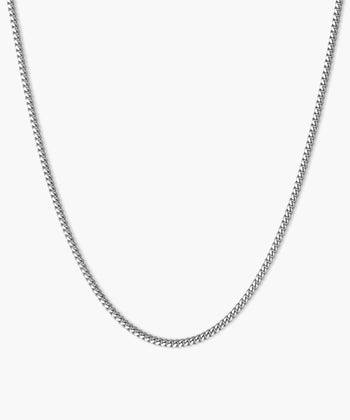White Gold Cuban Link Chain - 2mm