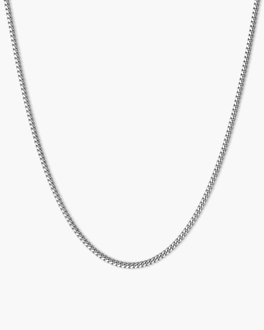 White Gold Cuban Link Chain - 2mm - Image 1/2