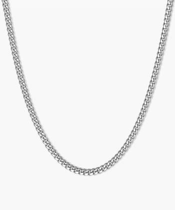 White Gold Cuban Link Chain - 3.5mm