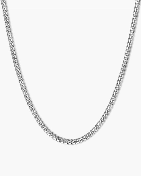 White Gold Cuban Link Chain - 3.5mm - Image 1/2