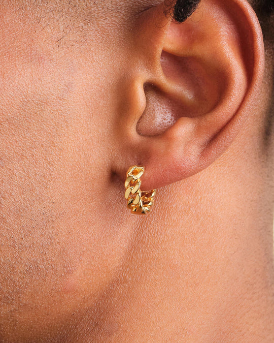 Cuban Link Earrings - Gold - Image 2/2