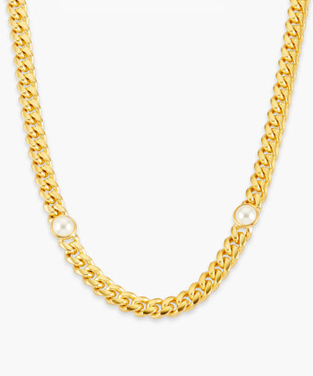 Cuban Link Pearl Inset Chain