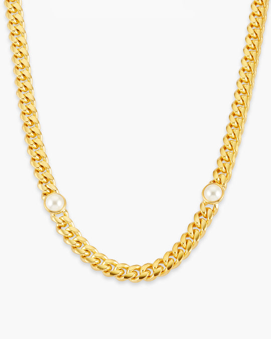 Cuban Link Pearl Inset Chain - Image 1/2