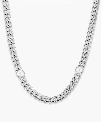 Cuban Link Pearl Inset Chain