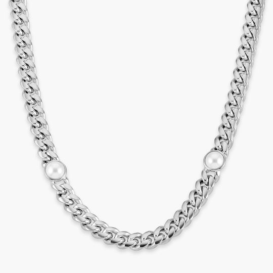 Cuban Link Pearl Inset Chain - Image 1/2