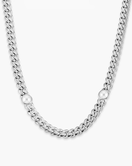 Cuban Link Pearl Inset Chain - Image 1/7